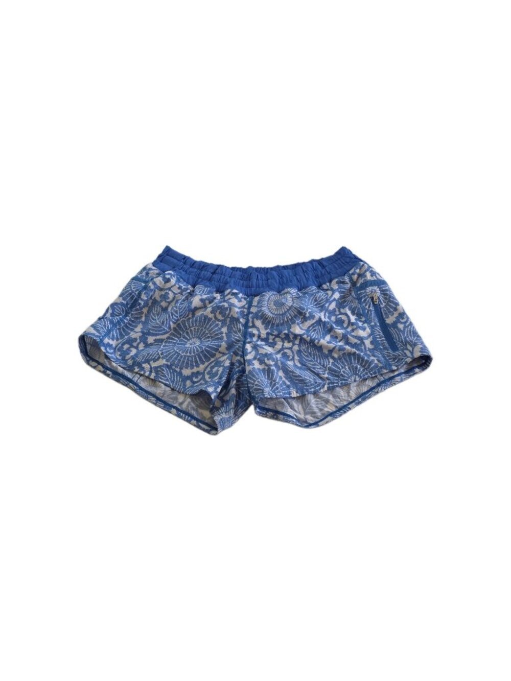 Lululemon Tracker Short II US 10 Blue White Floral Running 4" Lined Pocket Yoga